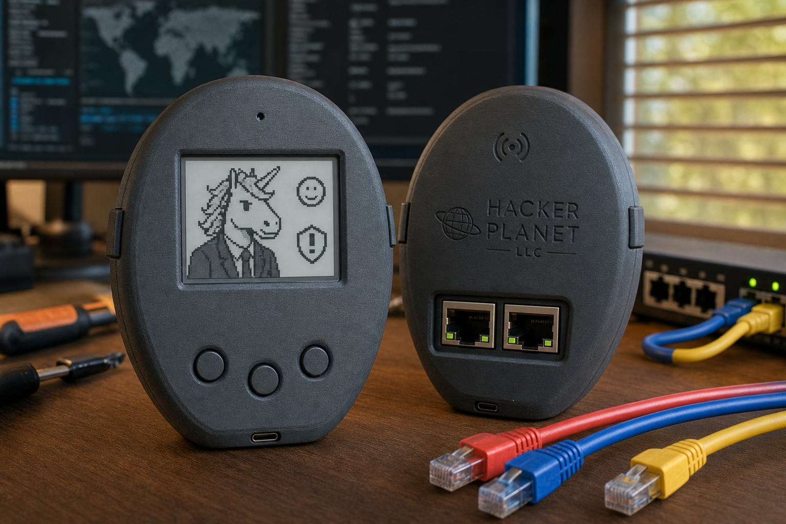 CyberThreatGotchi core kit — BPI-R3 Mini and e-ink enclosure